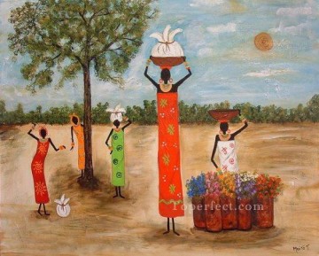 アフリカ人 Painting - アフリカからママを助けるマイテ・トボンの女の子たち